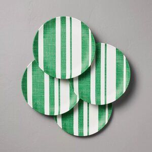 4pk Distressed Stripe Melamine‎ Dinner Plates Green - Hearth & Hand Magnolia